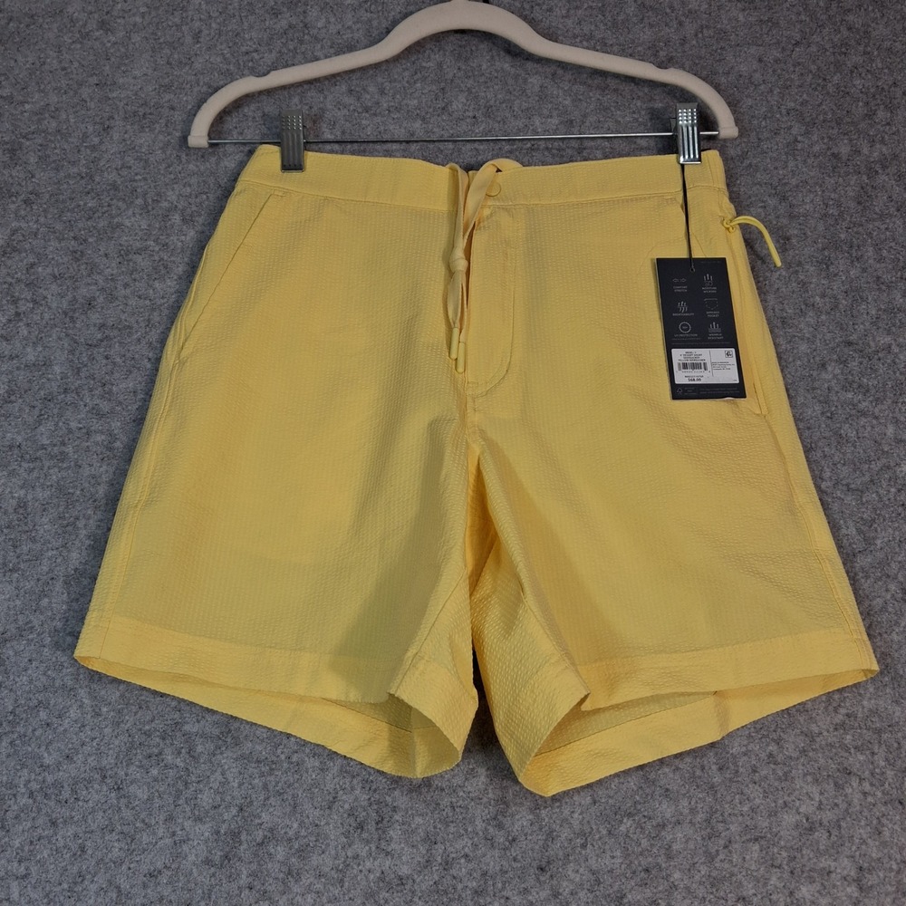 VRST Resort Short Mens S Yellow Seersucker 6 Inch Inseam Relaxed Fit NWT